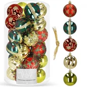 Bombki - Bombki choinkowe 30 szt. ozdoby świąteczne zestaw 6cm czerwony, zielony, złoty - miniaturka - grafika 1