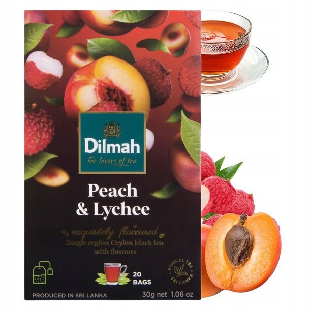 Dilmah Brzoskwinia & Liczi herbata czarna aromatyzowana 20 torebek