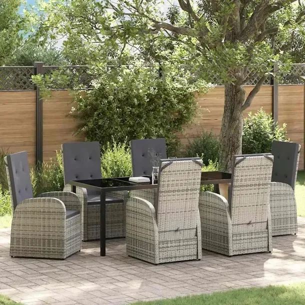 Zestaw Mebli Ogrodowych na Patio, Polirattan i Stal, Szary, 200x80x73 cm