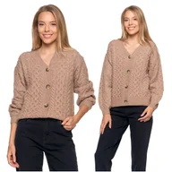 Swetry damskie - KARDIGAN DAMSKI CIEPŁY SWTER ROZPINANY ELEGANCKI MODNY WZÓR MORAJ L - miniaturka - grafika 1