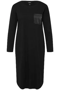 Ulla Popken Damska koszula nocna Nightgown, satynowa kieszeń, czarny, 46-48 - Piżamy damskie - miniaturka - grafika 1
