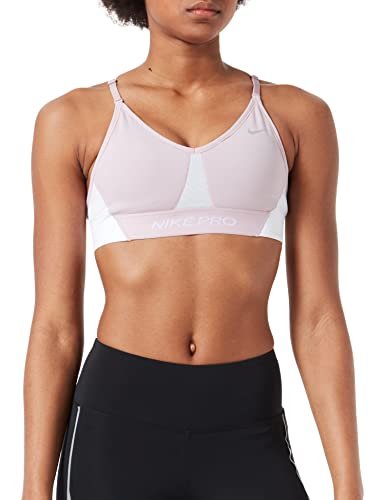 Nike Damski biustonosz sportowy Indy Pro Cln Bra Plum Chalk/White/Metallic Sil m
