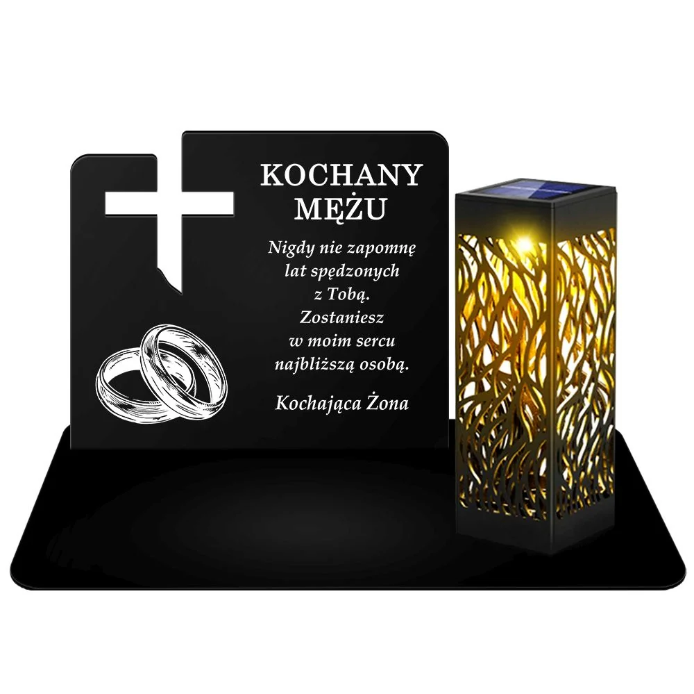 Metalowy Znicz Solarny LED Lampion na Grób Cmentarz Nagrobny Ciężki Duży
