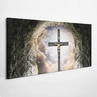 Ikony i obrazy sakralne - Krzyż na skale - obraz polycanvas, 140x70 - miniaturka - grafika 1