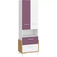 Regały - Regał 65W HEY-17 Hey MebloCross Dąb Artisan / Biały Mat / Żółty - miniaturka - grafika 1
