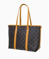 Torebki damskie - PUCCINI Elegancka logowana torebka damska typu shopper z dopinanym paskiem - miniaturka - grafika 1