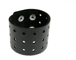 SZEROKA BRANSOLETKA SKÓRZANA rock punk kolor czarny skórzane styl motocyklowy prezent dla niego (ar1764) - Bransoletki - miniaturka - grafika 1