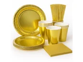 Dekoracje i nakrycia stołu na imprezę - Zestaw urodzinowy Złoty - miniaturka - grafika 1