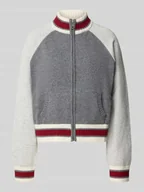 Swetry damskie - Kurtka z dzianiny ze stójką model ‘ZIPPED BACK INTARSI’ - miniaturka - grafika 1