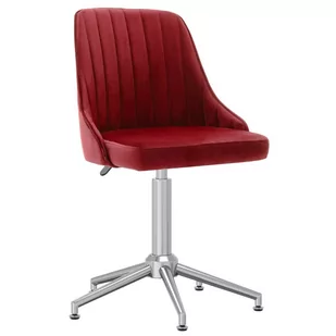 vidaXL Obrotowe krzesło stołowe winna czerwień obite aksamitem 330772 - Krzesła - miniaturka - grafika 1