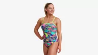 Stroje kąpielowe - FUNKITA Strój kąpielowy damski jednoczęściowy SINGLE STRAP ONE PIECE Bright Bergs - miniaturka - grafika 1
