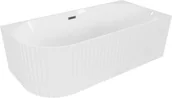 Wanny - Mexen Gia wanna wolnostojąca narożna ryflowana prawa 170 x 80 cm, biała połysk, przelew gun gray szczotkowany - 52701708000P-66 - miniaturka - grafika 1