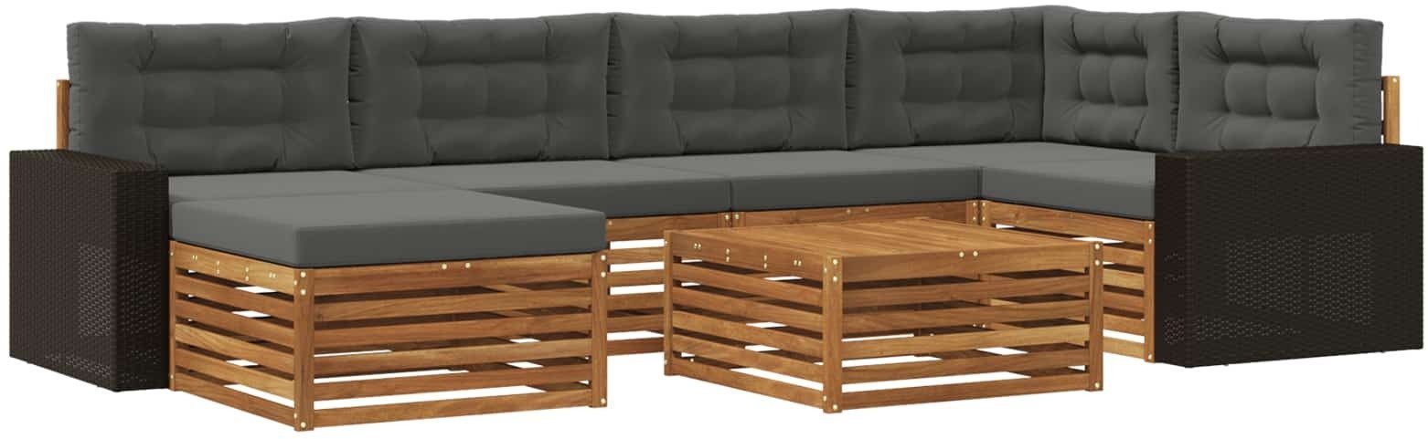 vidaXL Zestaw sof na zewnątrz z poduszką 7 pcs Naturalny i Antracytowy