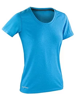 Koszulki i topy damskie - Spiro Spiro damska koszulka z krótkim rękawem fitness błyszczący Marl Ocean Blue/Phantom Grey XL S271FOBPGXL - grafika 1