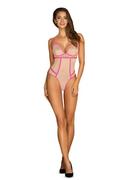 Bielizna erotyczna damska - Body Nudelia Beżowo-Różowe (Rozmiar L/XL) - miniaturka - grafika 1
