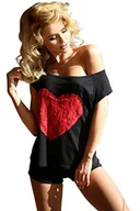 Spodenki damskie - Wiskozowy komplet motyw serca koszulka i szorty piżama Kalimo Rome, czarny, XL - miniaturka - grafika 1