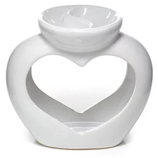 Puckator Kominek ceramiczny Serce 13,5 x 15,5 x 9 (biały, podwójny) 944 - Świeczniki - miniaturka - grafika 1