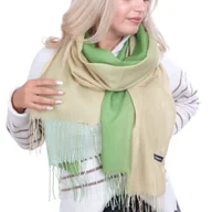 Apaszki i szaliki damskie - Szalik Damski Floral Breeze Beżowo-Zielony - miniaturka - grafika 1