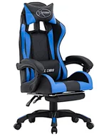 Fotele gamingowe - Czarno-niebieski fotel gamingowy z podnóżkiem S9-R82 - miniaturka - grafika 1