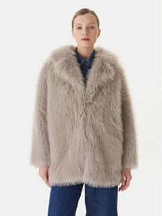 KAOS Futro RI1NT055 Szary Regular Fit - Płaszcze damskie - miniaturka - grafika 1