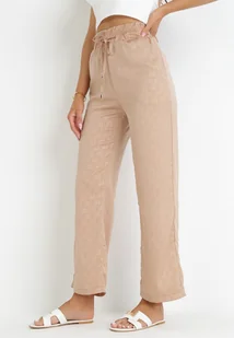 Brązowe Szerokie Spodnie z Gumką w Pasie Moti - Spodnie damskie - miniaturka - grafika 1