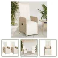 Fotele i krzesła ogrodowe - The Living Store Rozkładane fotele ogrodowe 2 szt. - poduszki - beżowy rattan PE - Krzesło Ogrodowe - miniaturka - grafika 1