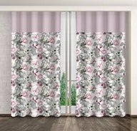 Zasłony - Zasłona Gotowa Na Żabki, 160X250, Szara W Kwiaty, Zml-026 - miniaturka - grafika 1