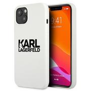 Etui i futerały do telefonów - Karl Lagerfeld Silicone Stack Logo - Etui iPhone 13 mini (biały) KLHCP13SSLKLWH - miniaturka - grafika 1