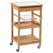 Kredensy - Wózek kuchenny z wyjmowaną tacą i koszem na warzywa, bambus, Kesper - miniaturka - grafika 1