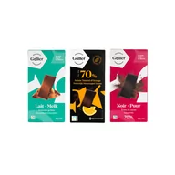 Kakao i czekolada - Zestaw tabliczek czekolady Galler Dark Cocoa Nibs x Milk Almonds x Dark Orange, 3 x 80 g - miniaturka - grafika 1