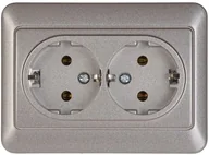 Gniazdka elektryczne - DOUBLE SCHUK SOCKET OUTL MET RP16-021 - miniaturka - grafika 1