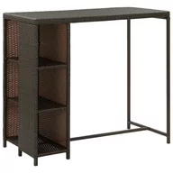 Ławy i stoliki kawowe - vidaXL vidaXL Stolik barowy z półką, brązowy, 120x60x110 cm, polirattan - miniaturka - grafika 1