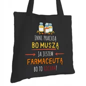 Torby i wózki na zakupy - Torba Bawełniana dla Farmaceuty Czarna Na Prezent ekologiczna Trwały Nadruk - miniaturka - grafika 1