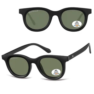 Czarne owalne okulary przeciwsłoneczne z polaryzacją MP61A - Okulary korekcyjne, oprawki, szkła - miniaturka - grafika 1