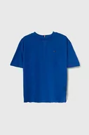 Koszulki dla chłopców - Tommy Hilfiger t-shirt bawełniany dziecięcy kolor niebieski gładki - miniaturka - grafika 1