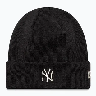 Czapka zimowa New Era Metallic Beanie Nyy black - Czapki damskie - miniaturka - grafika 1