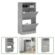 Szafki na buty - The Living Store Szafka na buty betonowa szara 60x34x116 cm materiał drewnopochodny - miniaturka - grafika 1