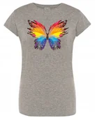 Koszulki i topy damskie - T-Shirt fajny kolorowy nadruk MOTYL r.XXL - miniaturka - grafika 1