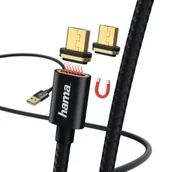 Kable USB - KABEL ŁADUJĄCY/DATA "MAGNETYCZNY" MICRO USB 1m CZARNY - miniaturka - grafika 1