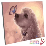 Malowanie po numerach - Zestaw Do Malowania Po Numerach, 40X50 Cm, Spaniel I Motylek - miniaturka - grafika 1