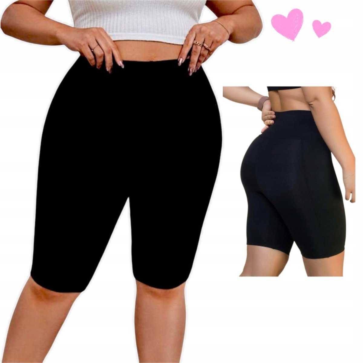 CZARNE KOLARKI DAMSKIE bikery klasyczne przed kolano elastyczne 8XL 9XL