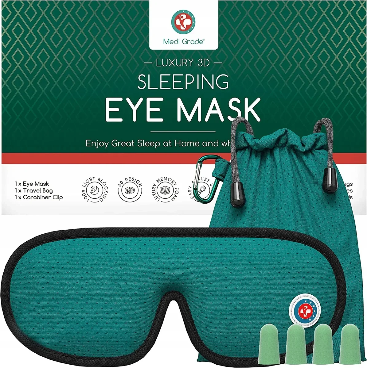 Opaska na oczy bawełna Medi Grade 3D Eye Mask zielony