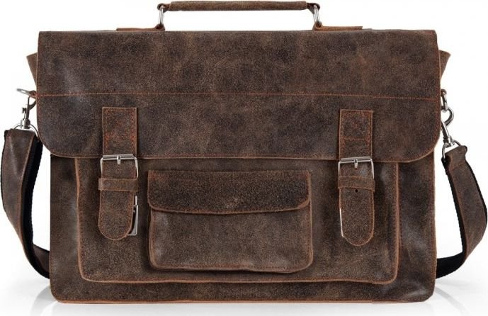 Solome BRĄZOWA SKÓRZANA TORBA LISTONOSZKA NA RAMIĘ SOLOME LAGO