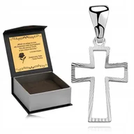 Biżuteria dla dzieci - ELEGANCKI SREBRNY KRZYŻYK PRÓBA 925 PAMIĄTKA I KOMUNII ŚWIĘTEJ + GRAWER - miniaturka - grafika 1