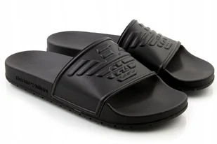 Klapki unisex Emporio Armani czarne wsuwane logo wsuwane r. 40 - Klapki i japonki męskie - miniaturka - grafika 1