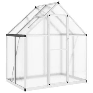 Szklarnia z ramą podstawy, srebrna, 169x114x195 cm, aluminium - Szklarnie ogrodowe - miniaturka - grafika 1