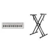 Akcesoria do instrumentów klawiszowych - Rockjam Xfinity Stojak na Klawiaturę, Czarny, 99,1 x 46 x 7,9 cm & Casio CT-S1WEC5 Casiotone Przenośny Keybord Elektryczny, Biały, 61 klawiszy - miniaturka - grafika 1