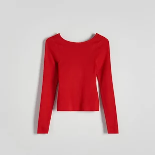Reserved - Sweter z wiskozy - Czerwony - Swetry damskie - miniaturka - grafika 1