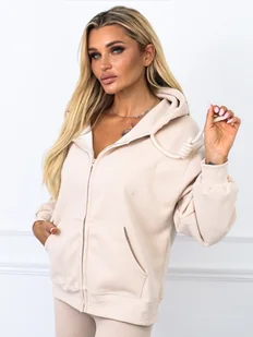 BLUZA Z KAPTUREM ZAPINANA NA ZAMEK- BEŻOWA - Olika - Bluzy damskie - miniaturka - grafika 1