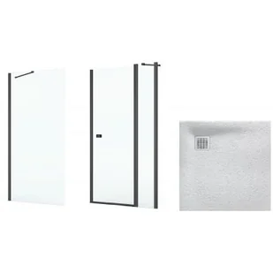 Zestaw Roca Capital kabina prysznicowa 90x90 cm kwadratowa MaxiClean z brodzikiem Terran perłowy (AM4609016M, AM4409016M, AP10338438401630) - Kabiny prysznicowe - miniaturka - grafika 1